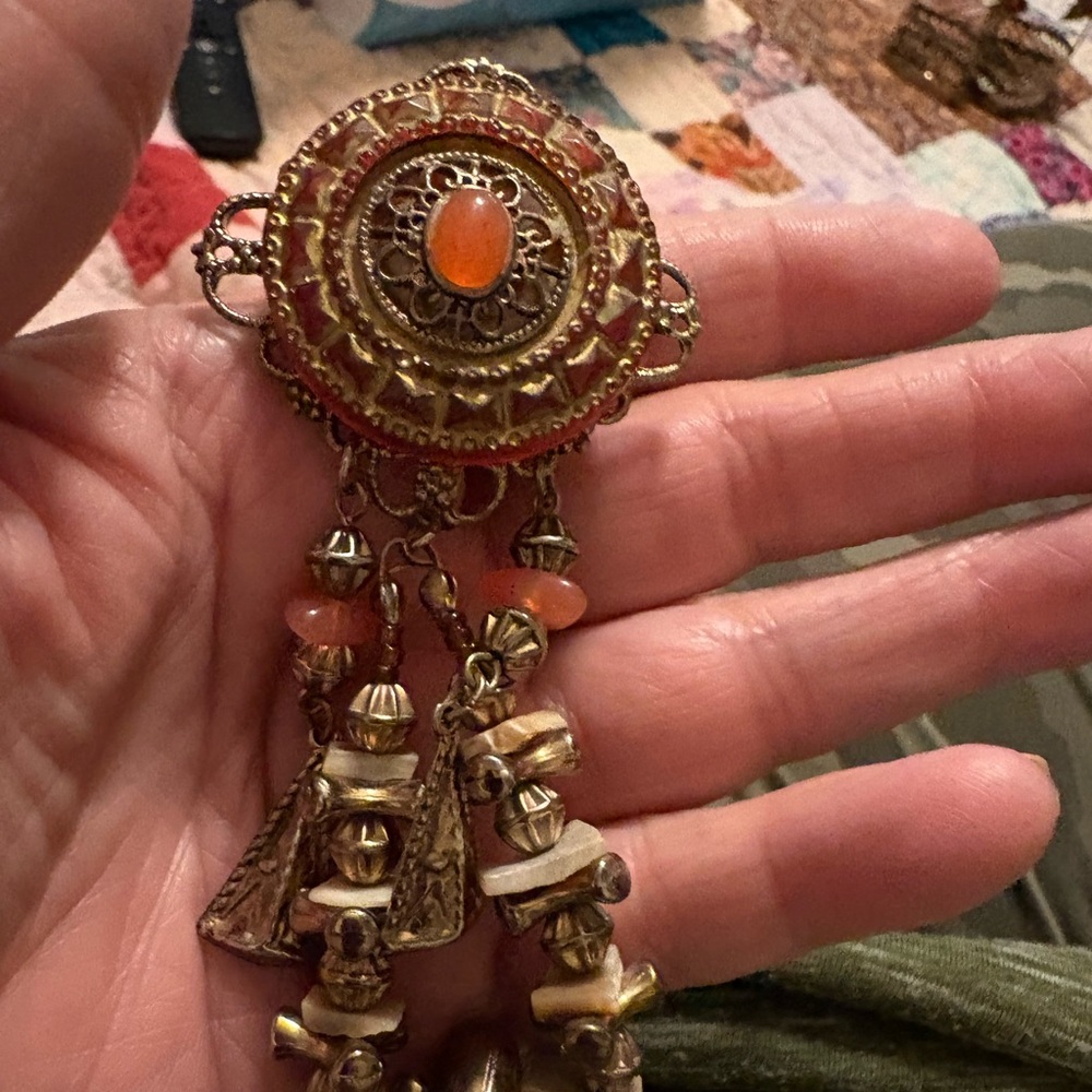 Vintage Gold and peach , button cover, adds to a denim shirt or dressy outfit